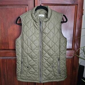 Womens Quilted Olive Green Zip Vest
